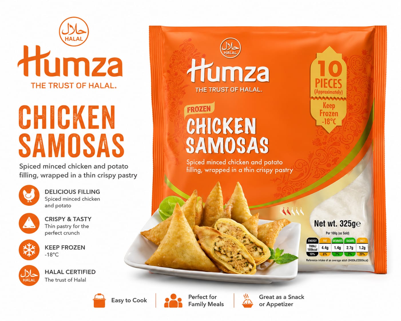 HUMZA Samosa Chicken 10 PCS 325 GM