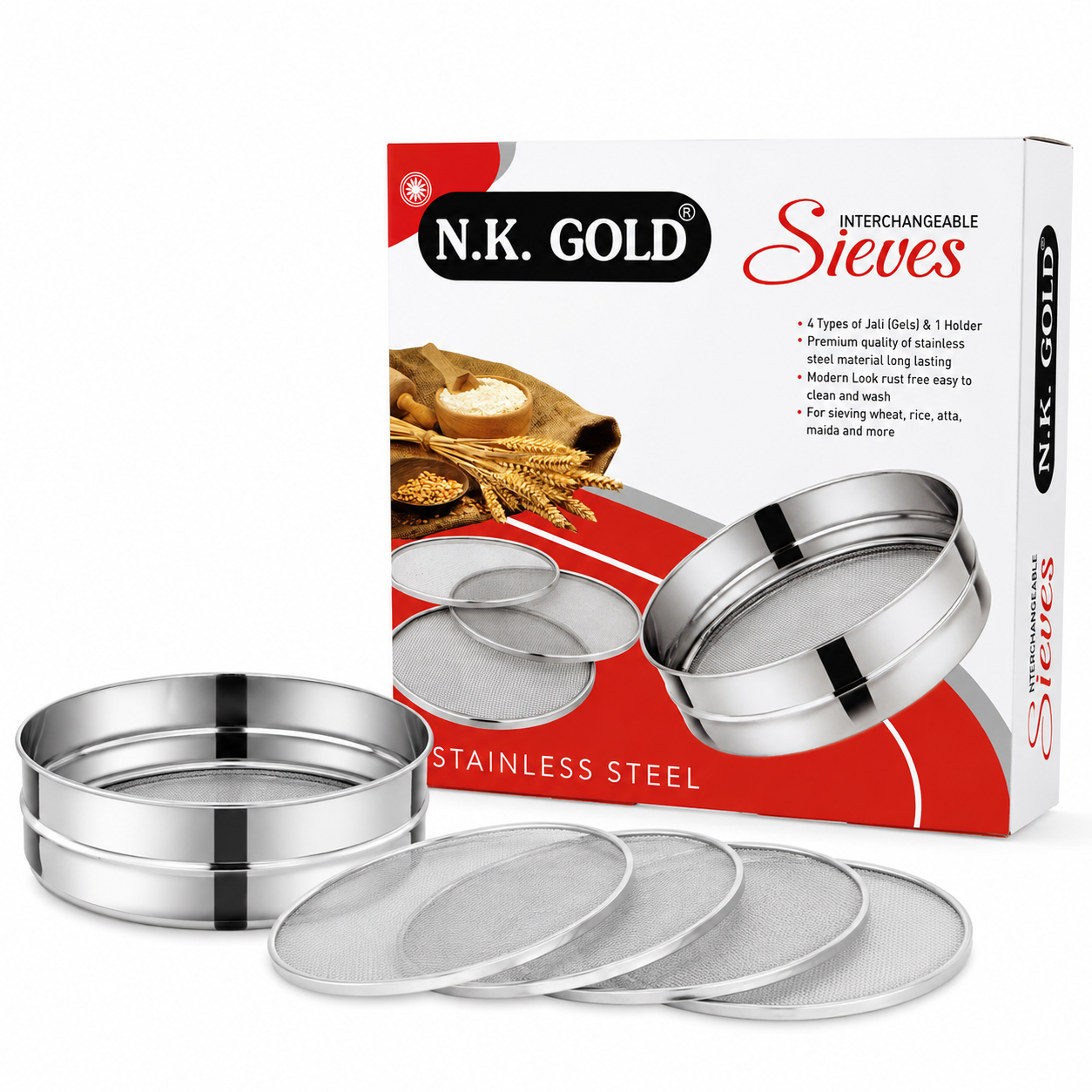 N K Gold Interchangeable Sieves - Atta Channi