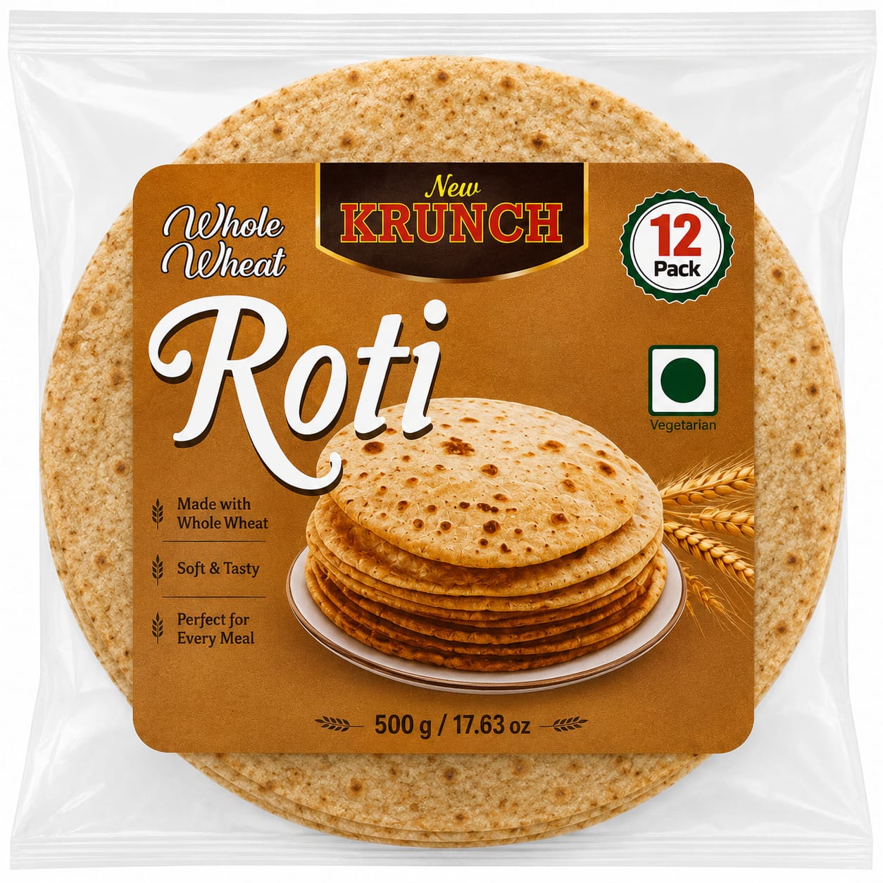 Krunch Whole Wheat Roti 500g (12pcs)