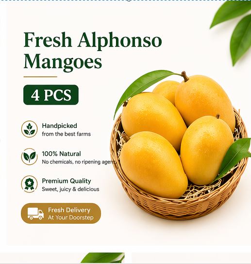 Fresh Alphonso Mango - 4 pcs
