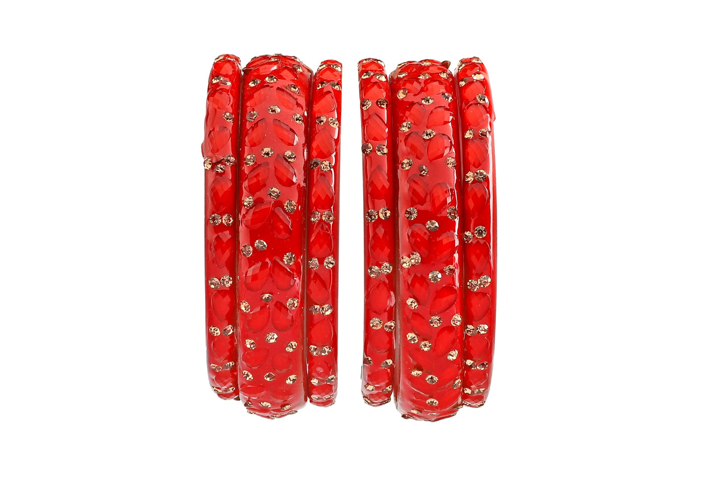 Brazaletes de cristal rojo 6 piezas