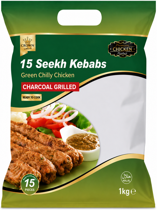 Crown seekh Kebab Green Chilly Chicken 15 pcs 1 kg
