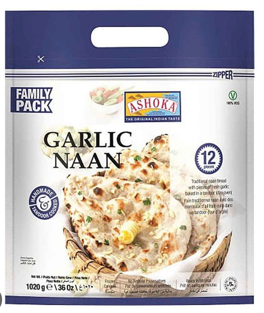 Ashoka Naan Garlic Family Pack 12 PCS 1 kg