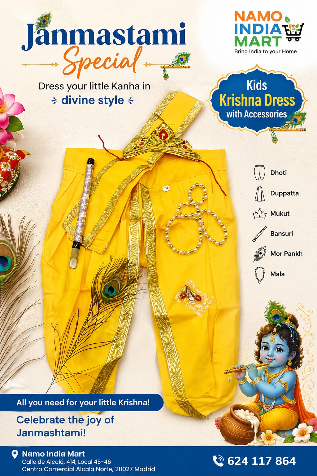 Krishna Dress Size 20 with Accesories