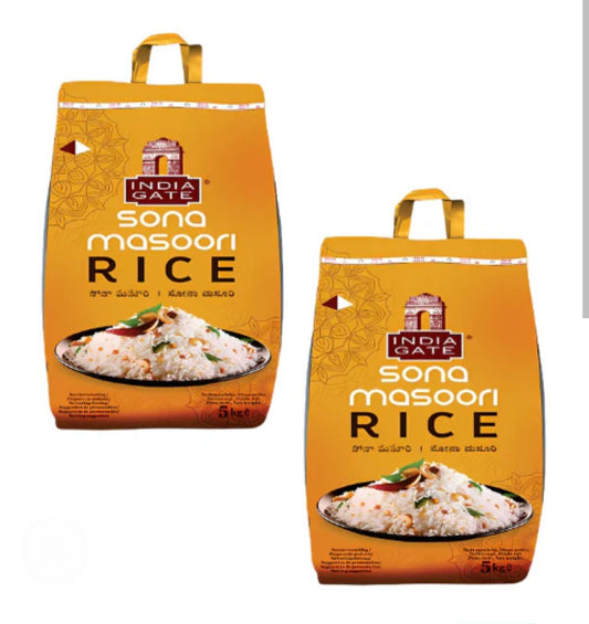 India Gate Sona masoori Rice 5 kg Combo of 2