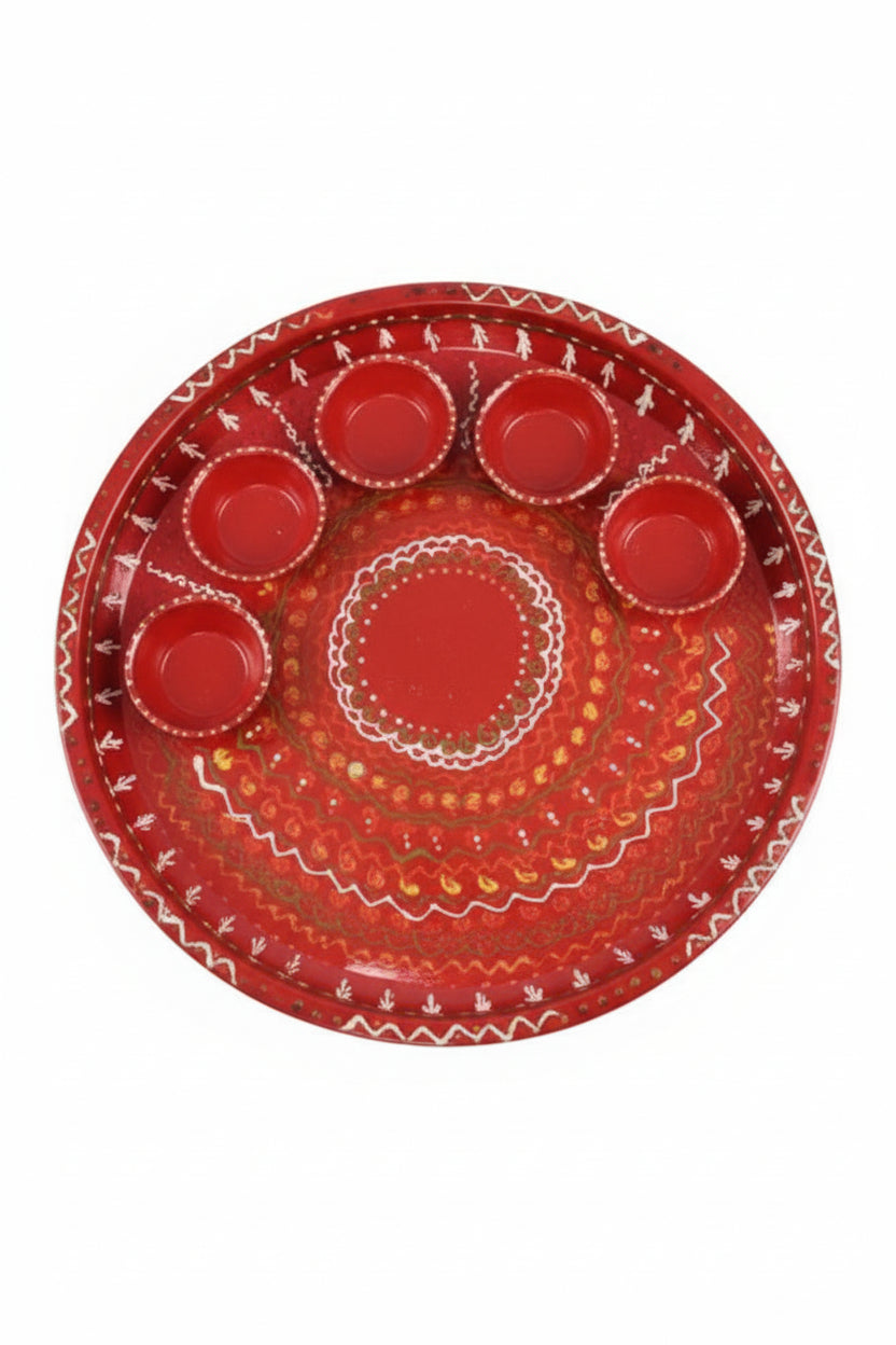 Red Pooja Thali (Small)