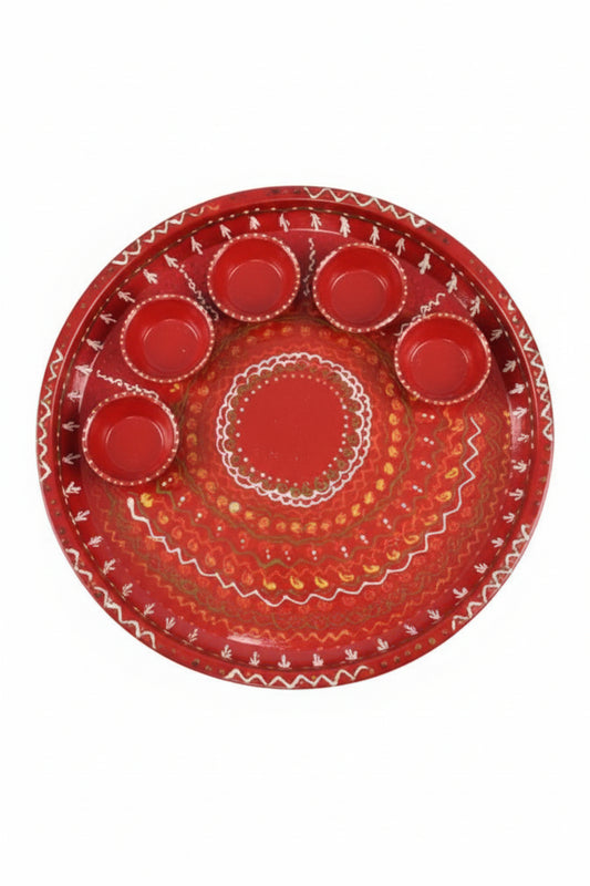 Red Pooja Thali (Small)